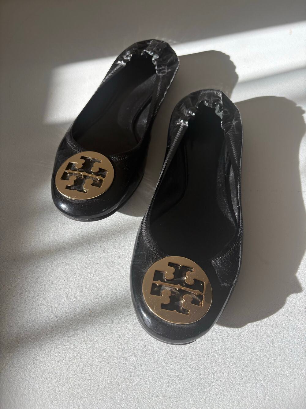 Tory Burch Black Patent Leather Ballet Flats preppy minimalist neutral old money
